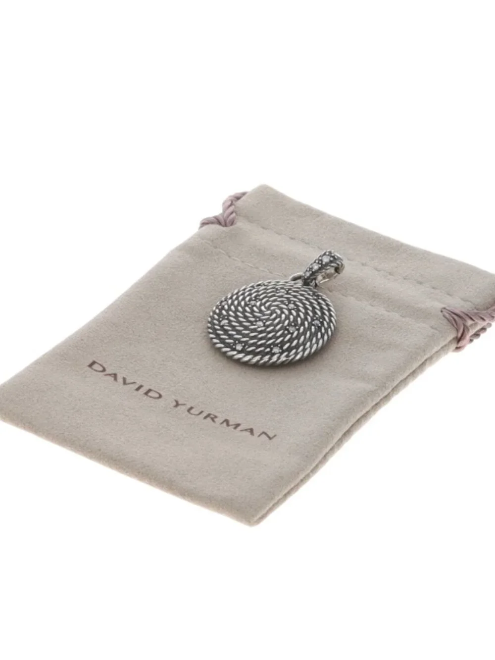 David Yurman Midnight Melange Cable Coil Medium Dia Pendant Enhancer Ster .22ctw